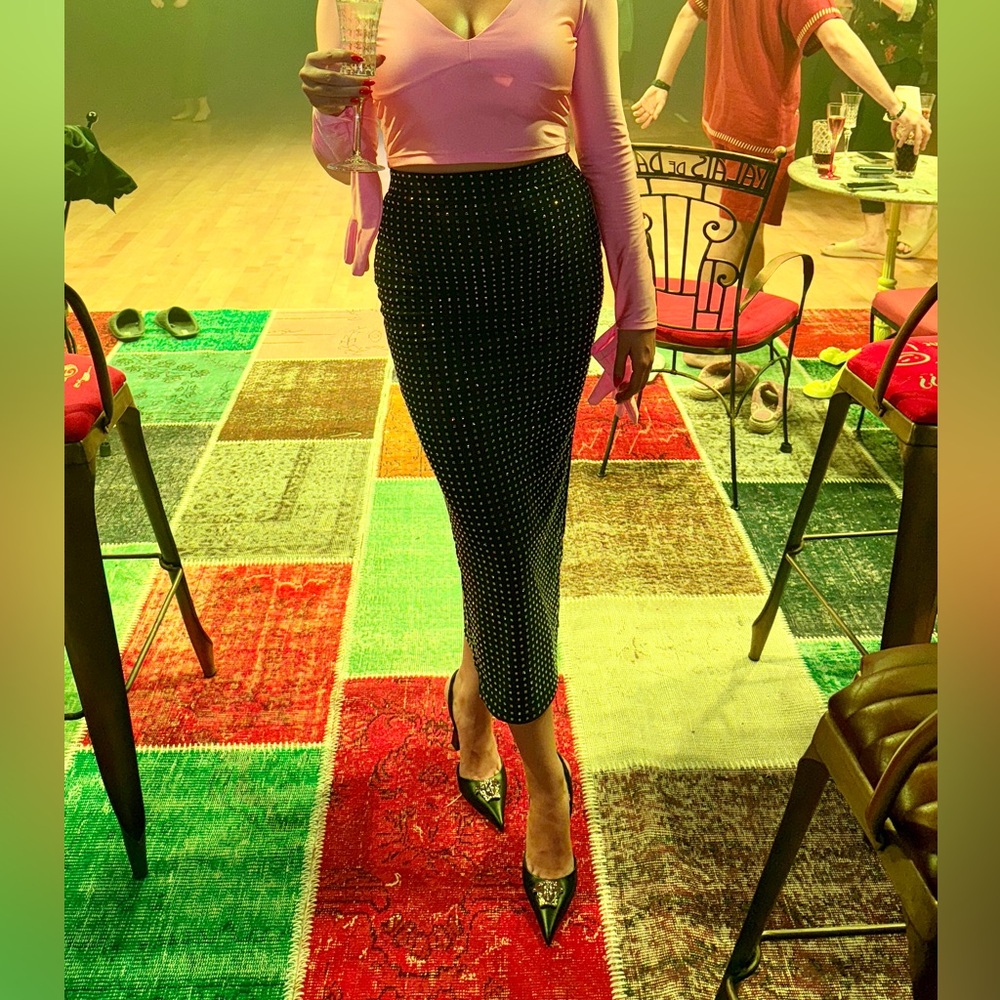 Bershka Black Skirt with Silver Accents